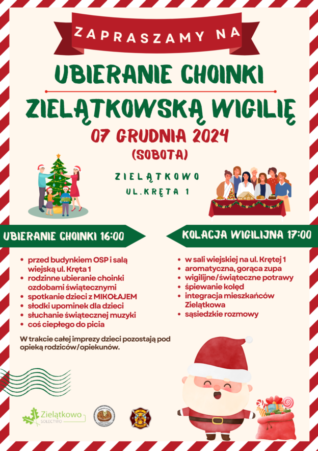 Zielątkowo, ubieranie choinki, kolacja wigilijna